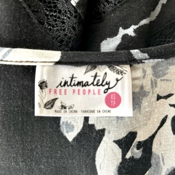 Intimately Free People Black Floral Lace‎ Voile Goth Trapeze Slip Dress Tunic XS - Picture 5 of 7